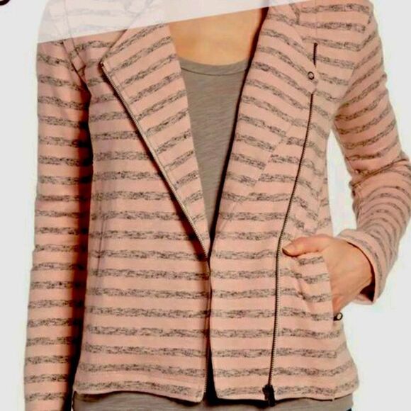 : : Caslon Striped Soft Cotton Moto Style Jacket : : - Picture 1 of 13